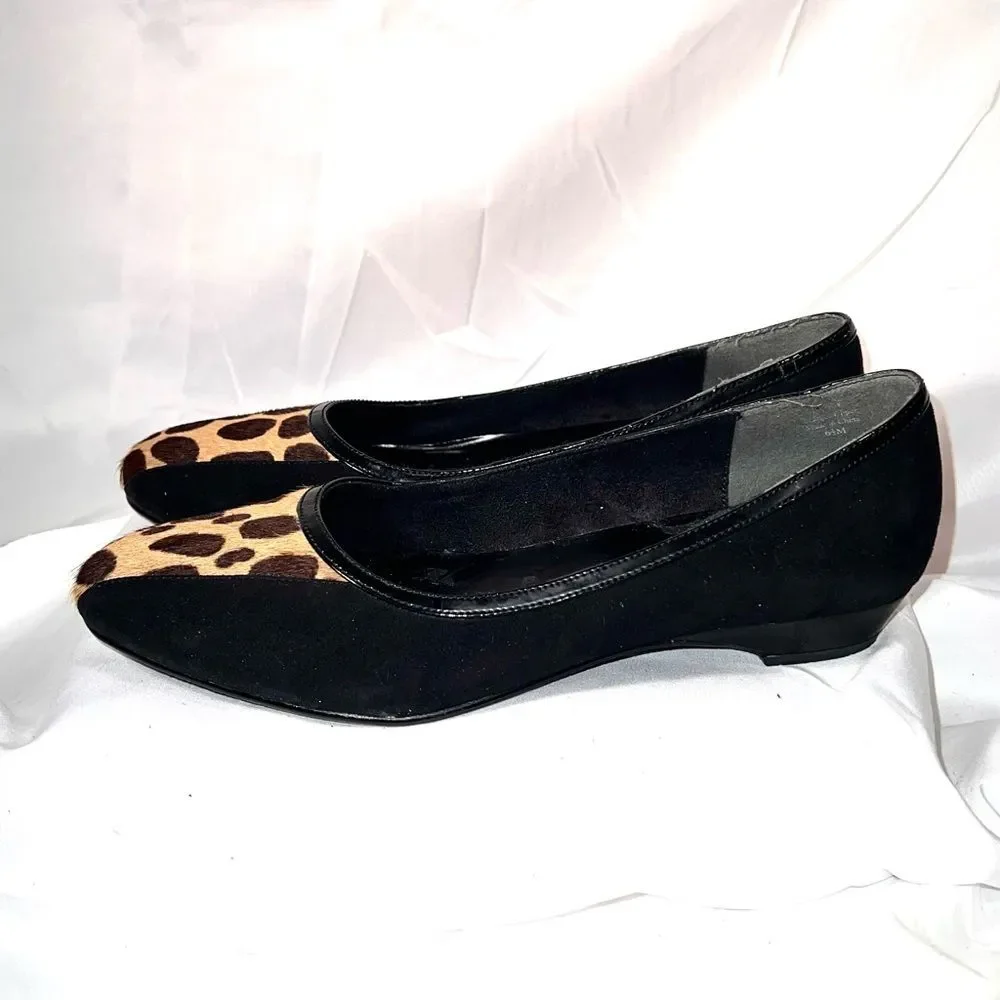 J Renee suede flats animal print insert‎ patent leather accent size 6.5